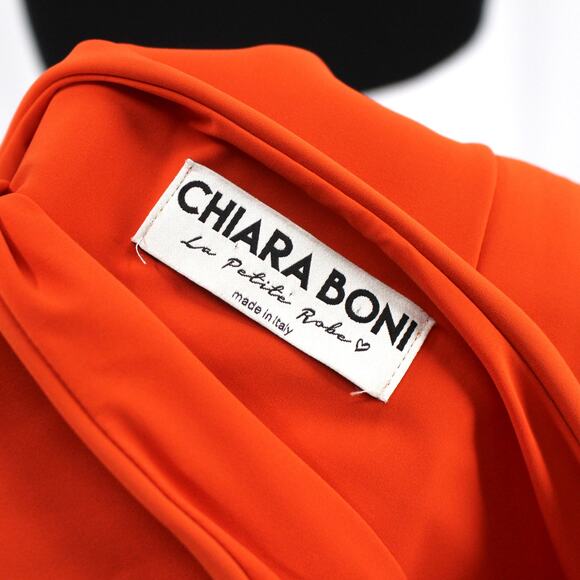 Chiara Boni Orange Bell Sleeve Natalia Boatneck Dress 42 Scuba Knit Shift Mini